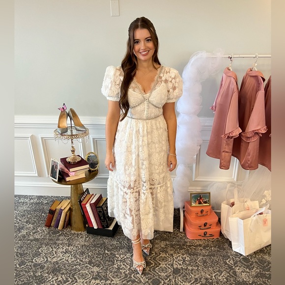 Self-portrait Embellished Ribbon Lace Midi Dress - Picture 2 of 7